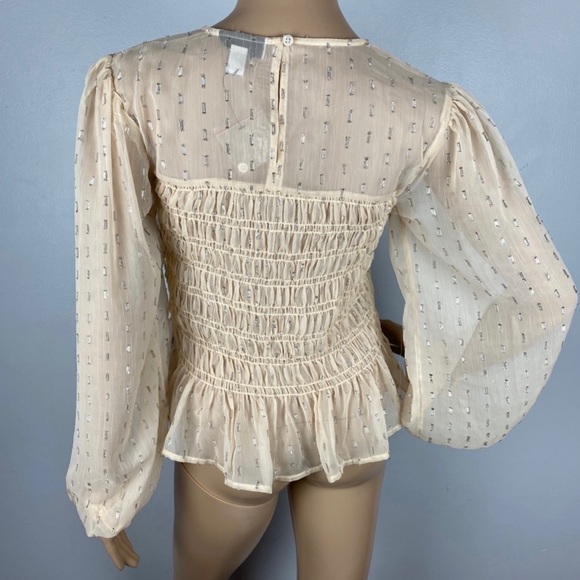 NEW TOPSHOP METALLIC SMOCKED TOP - Picture 7 of 8